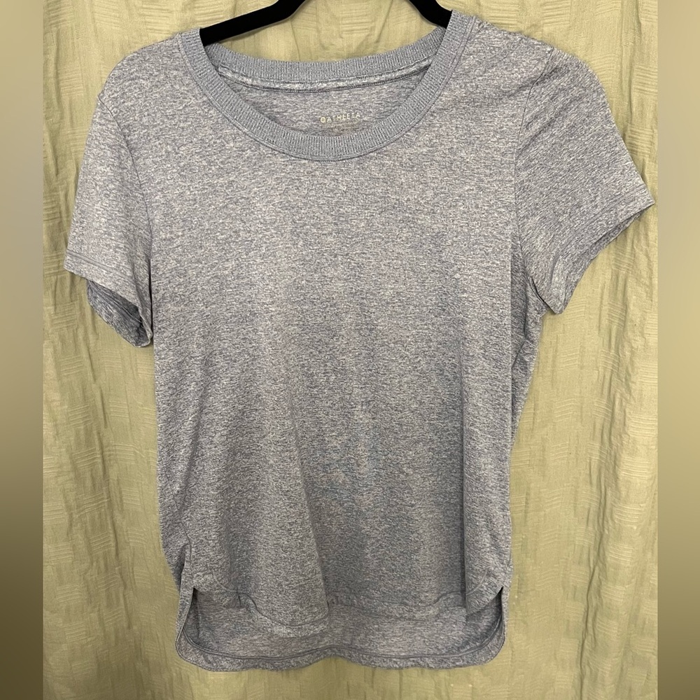 Athleta Heather Gray/Blue Short Sleeve Tee